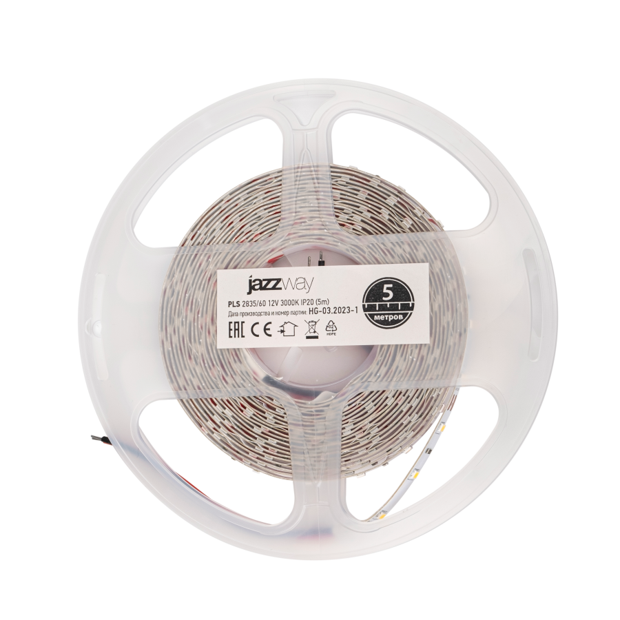 PLS 2835/ 60-12V 3000K IP20 -5m (теплый белый) Jazzway