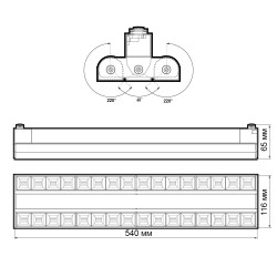 PTR  2296R 1F2S 96w 4000K 60°,120°,60° WH (белый) 540mm IP40 Jazzway