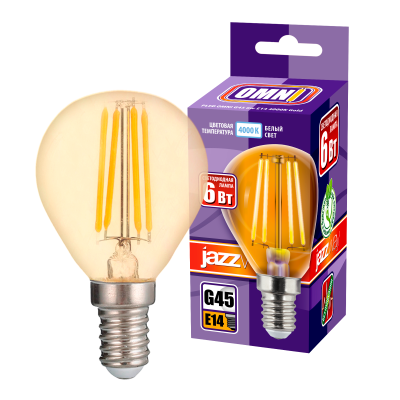 Лампа светодиодная PLED OMNI G45 6w E14 4000K Gold 230/50 — вид 3