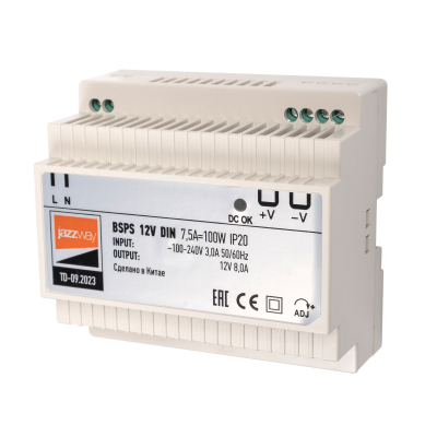 Блок питания (драйвер) BSPS DIN 12V 7.5A=100w PL IP20 на дин.рейку 5 л.гар.