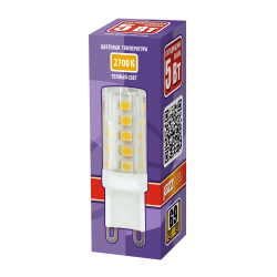 PLED-G9  5w  2700K 320Lm 175-240V (пластик d16*50мм) Jazzway