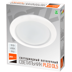 PLED DL5 18w 4000K WH IP40 (плоский рассеиватель) Jazzway