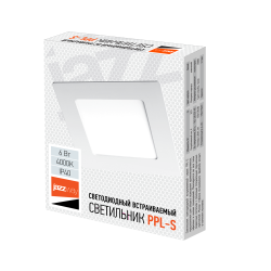 PPL-S  6w 4000K IP40 WH 120мм встр/квадр Jazzway