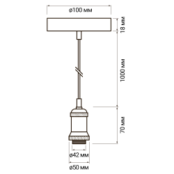 RETRO патрон с проводом PLC 01 E27 230V/1M Electrosilvering Jazzway