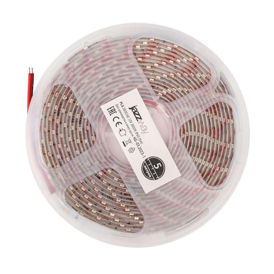 PLS 2835/ 60-12V 3000K IP65 -5m (теплый белый) Jazzway