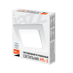 PPL-S  9w 4000K IP40 WH 145мм встр/квадр Jazzway