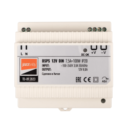 BSPS DIN 12V 7.5A=100w PL IP20 на дин.рейку 5 л.гар.  Jazzway