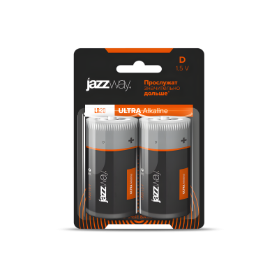 D щелочная батарейка JAZZway LR20 ULTRA Alkaline BL-2