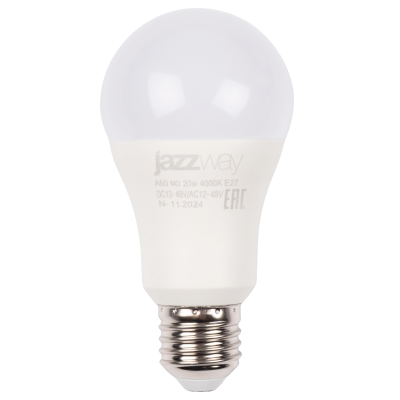 Лампа светодиодная PLED-A60 МО 20w 4000K E27 DC12-48V/AC12-48V (низковольтная)
