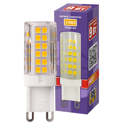PLED-G9  9w  2700K 590Lm 175-240V (пластик d16*60мм) Jazzway