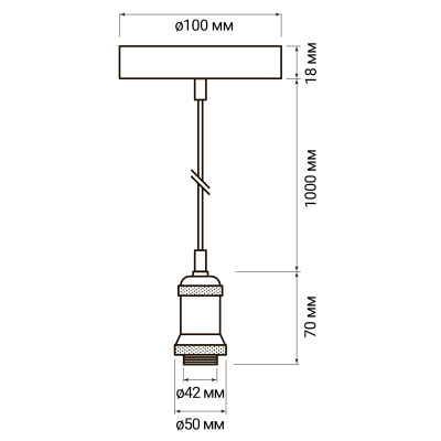 Светильник светодиодный RETRO патрон с проводом PLC 01 E27 230V/1M Electrosilvering — вид 3