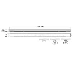 PWP-C2 1200 BLACK 40w 6500K (черный) IP65 Jazzway