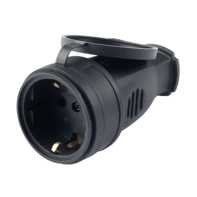 Розетка с защитной крышкой переносная PRC-111-BL 16A 220V IP44 каучук — вид 3