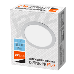 PPL-R  3w 6500K IP40 WH d90мм встр/круг Jazzway