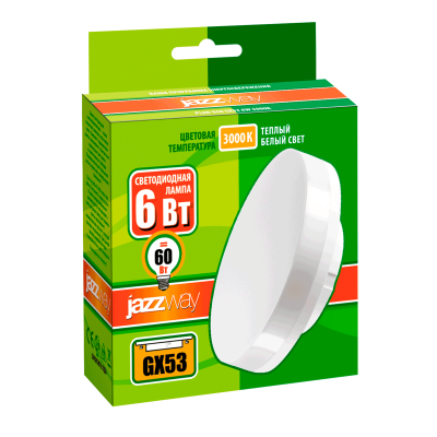 Лампа светодиодная PLED- ECO-GX53 6w 3000K FROST 460Lm D75*26mm — вид 3