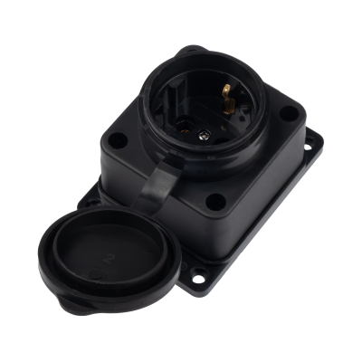 Розетка с защитной крышкой настенная PRC-121-BL 16A 220V IP44 каучук — вид 5