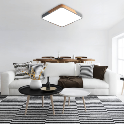 Светильник светодиодный декоративный PPB Sсandic-S 24w 4000K GR/W с деревянной планкой IP20 315*315*55 — вид 3