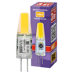 PLED-G4 COB  3w 240Lm 3000K 220В (силикон d10*38мм)  Jazzway