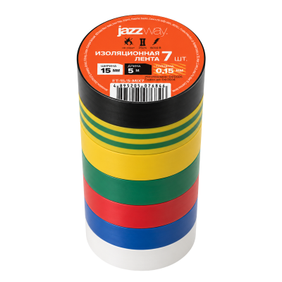 Изолента ПВХ JAZZway 15мм * 5м, 7 роликов 7 цветов — вид 3