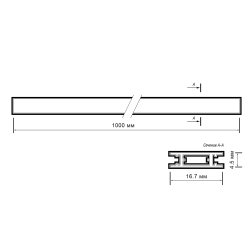 MTR16 2M-BL Шинопровод черный 2000х16мм Jazzway 