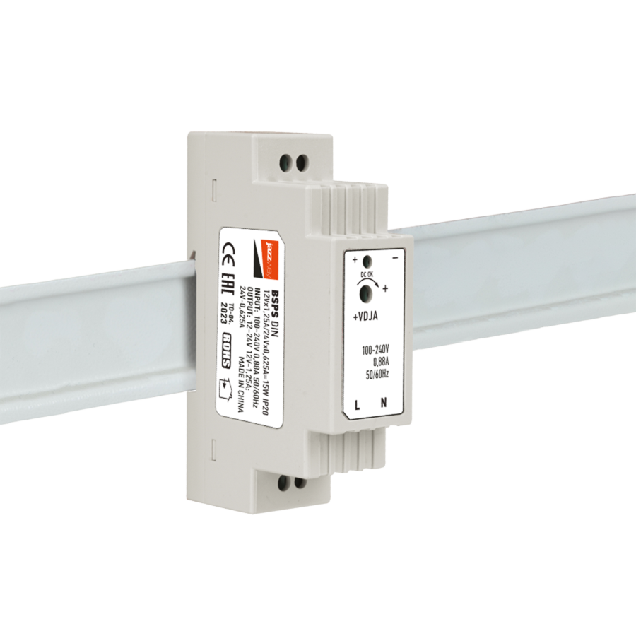 BSPS DIN 12VX1.25A/24VX0.625A=15w IP20 3г.гар на дин.рейку Jazzway