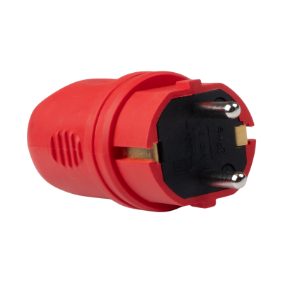 Вилка угловая с кольцом PRC-251-Red 16А 220V IP44 каучук красная — вид 5