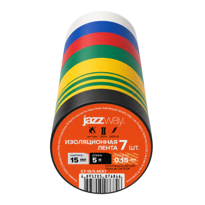 Изолента ПВХ JAZZway 15мм * 5м, 7 роликов 7 цветов — вид 4
