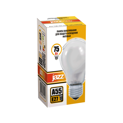 Лампа накаливания A55 240V 75W E27 frosted Jazzway (БМТ 230-75-5) — вид 2