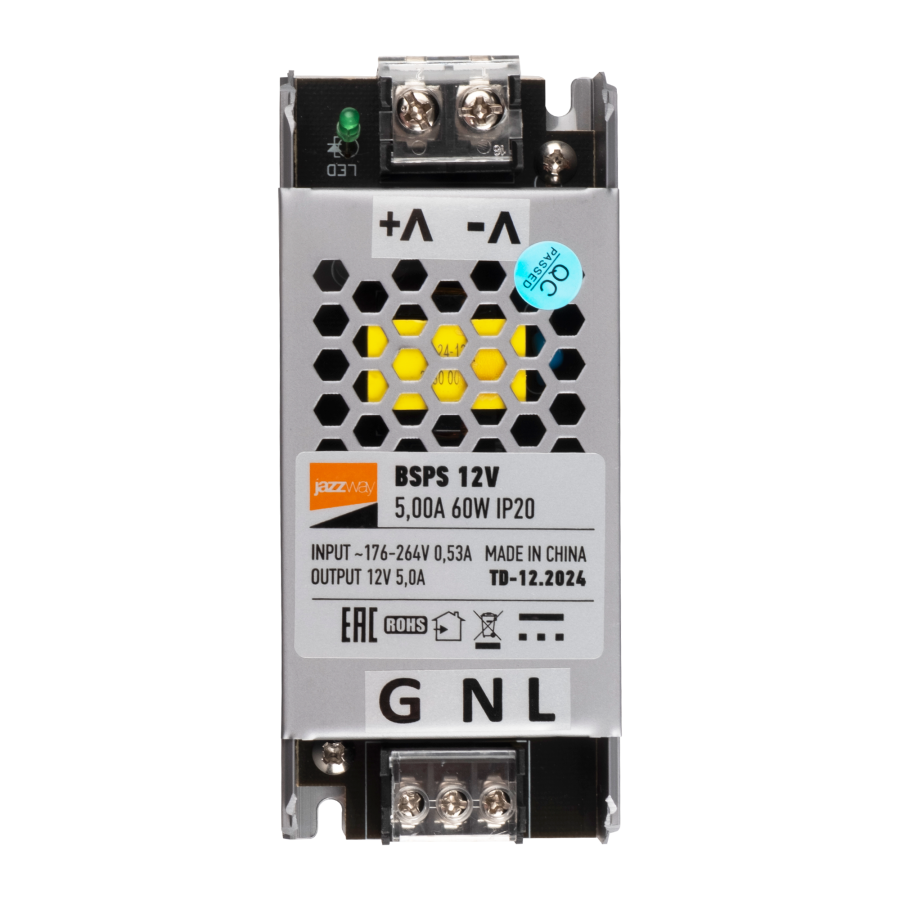BSPS    12V5,00A= 60W IP20 2 г.гар. Jazzway