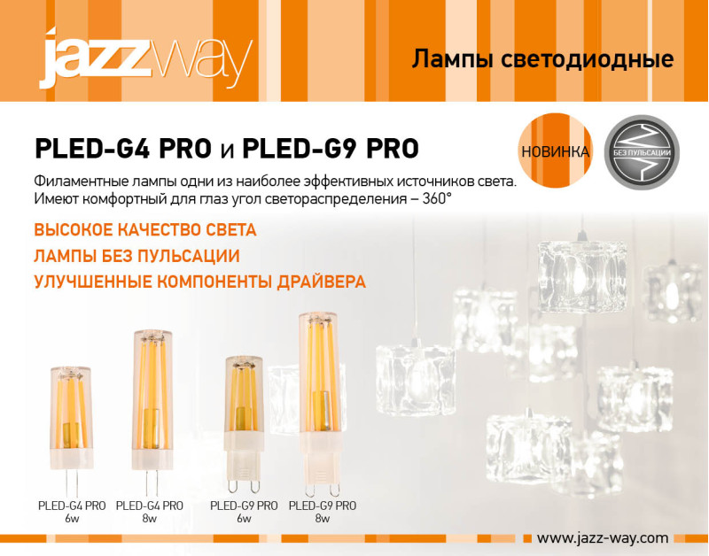 Филаментные лампы PLED-G4 PRO и PLED-G9 PRO