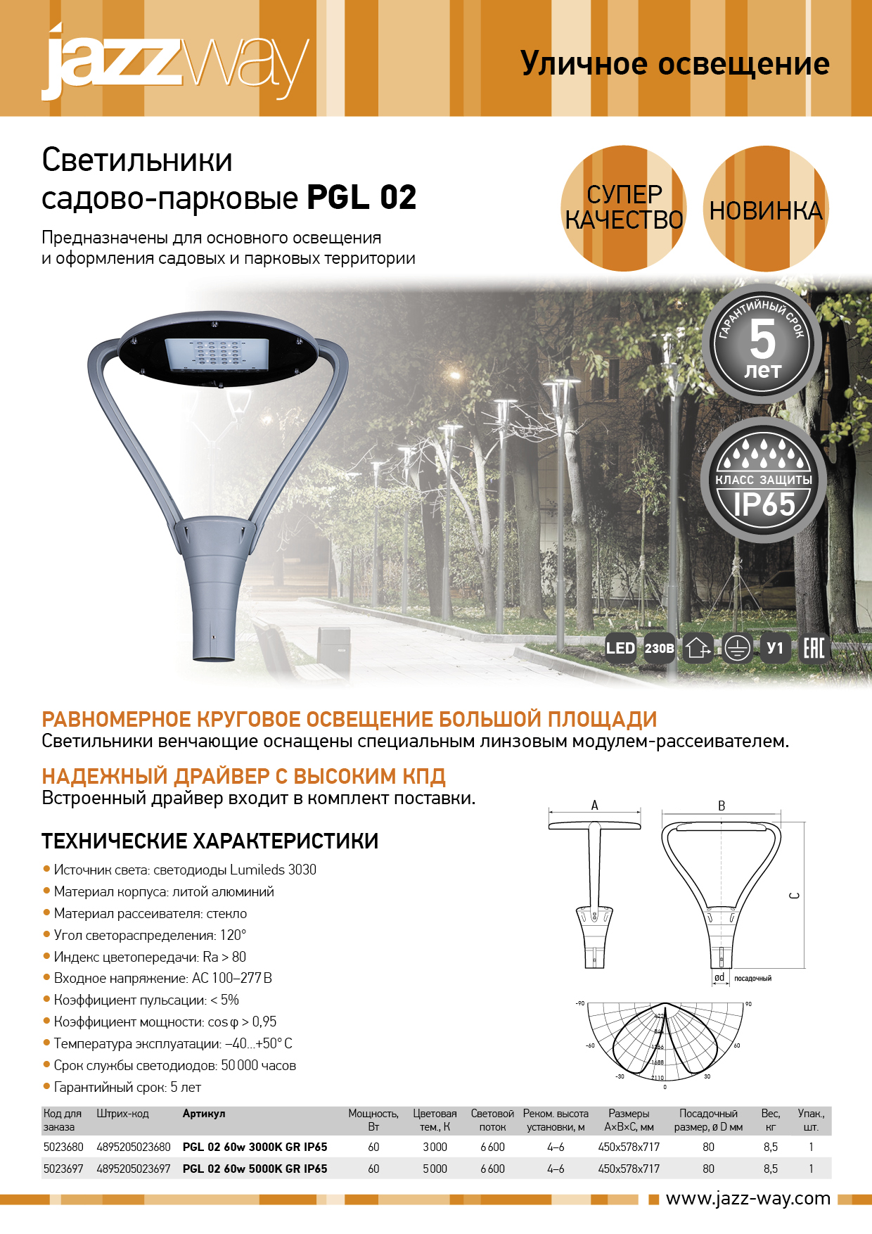 Светильники садово-парковые PGL 02