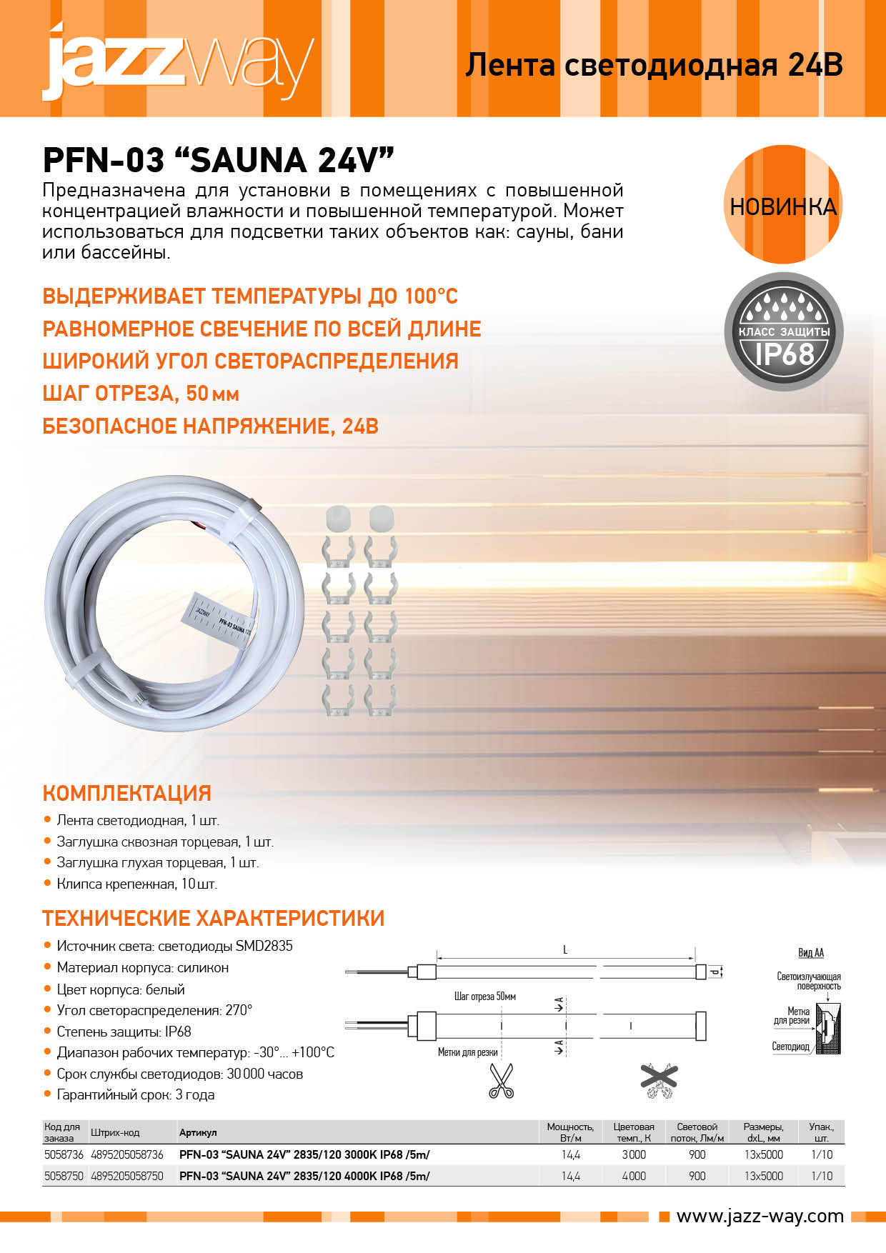 Лента светодиодная PFN-03 “SAUNA 24V”