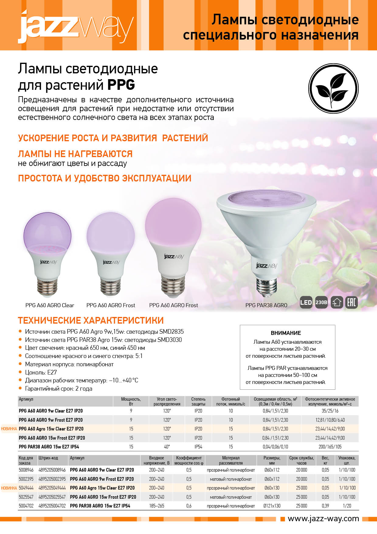  PPG A60 Agro 15w Clear E27 IP20