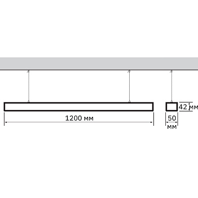 Cветильники накладные PSO-02 40w 4000K BLACK 1200x50 IP40