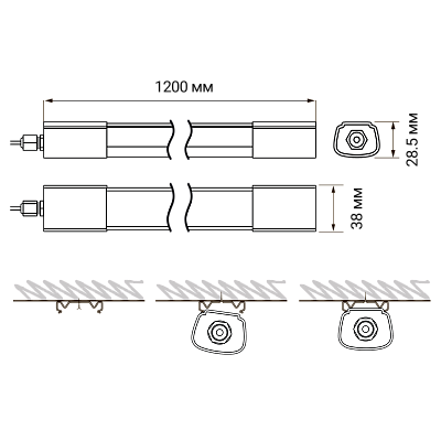 Светильник пылевлагозащищенные PWP-С4 1500 45w 4000K