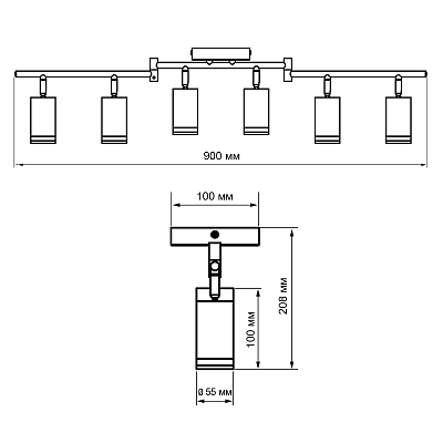 Светильник декоративный под лампу PCL 0306 6xGU10 BL 230V IP20