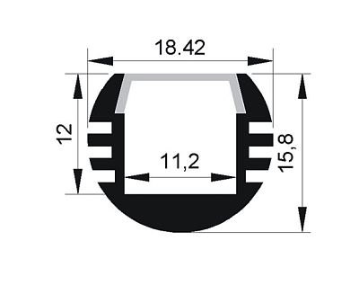 Профиль алюминиевый  для монтажа светодиодной ленты PAL 1818