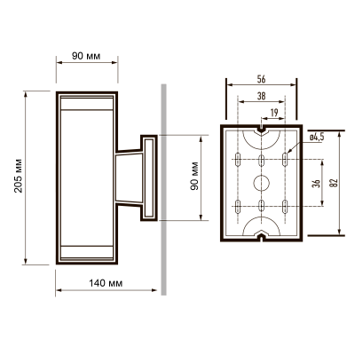 Светильник фасадный PWL 20590 GX53-2 BL 230V IP65 