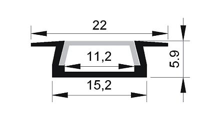Профиль алюминиевый  для монтажа светодиодной ленты PAL IP20