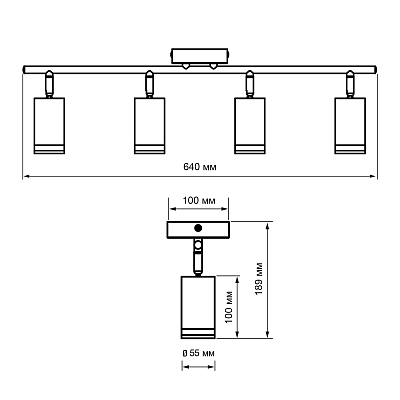 Светильник декоративный под лампу PCL 0404 4xGU10 BL 230V IP20