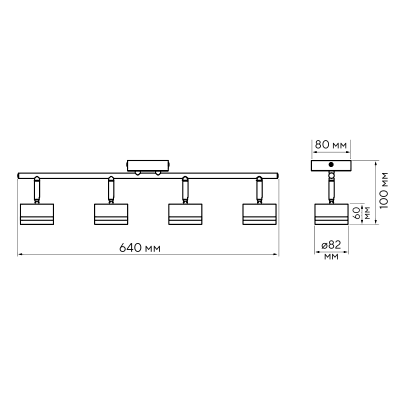 Светильник декоративный под лампу PCL 0704 4xGX53 BL 230V IP20