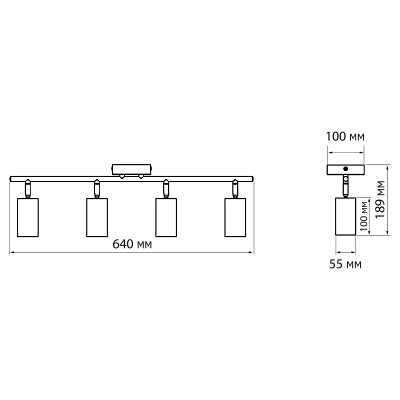 Светильник декоративный под лампу PCL 0404 4xGU10 WH 230V IP20 